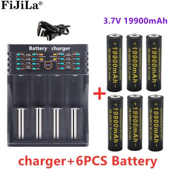 2021S 18650 Batterij 3.7V 19900Mah Oplaadbare Li-Ion Batterij Voor Led Zaklamp Batterij 18650 Batterij + usb Charger geel