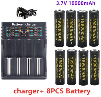 2021S 18650 Batterij 3.7V 19900Mah Oplaadbare Li-Ion Batterij Voor Led Zaklamp Batterij 18650 Batterij + usb Charger groen
