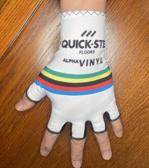 2022 Quick Step Team Een Paar Fietsen Fiets Half Vinger Handschoenen Fiets Gel Handschoen Maat: M-XL 2022 world champion / L