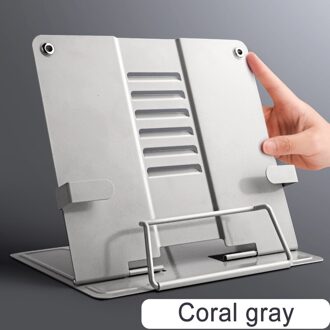 2022 Verstelbare Draagbare Metalen Verstelbare Leesboek Houder Ondersteuning Document Plank Bookstand Tablet Muziek Score Recept Stand koraal grijs
