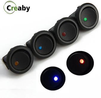 20A 12V SPST Switch LED Dot Light Car Boat Round Waterproof Rocker Switch ON OFF 2 Position 3 Pins SPST Toggle Switch