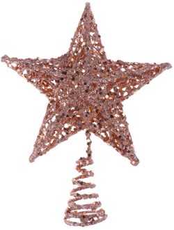 20Cm Kerstboom Iron Star Topper Glinsterende Kerstboom Decoratie Ornamenten (Rose Goud)