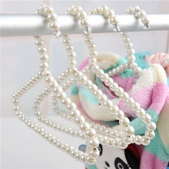 20Cm Kinderen Parel Hanger Hond Hangers Voor Kleding Pinnen Baby Parel Plastic Huisdier Hangers Kleerhangers Duurzaam Pet Accessoires wit