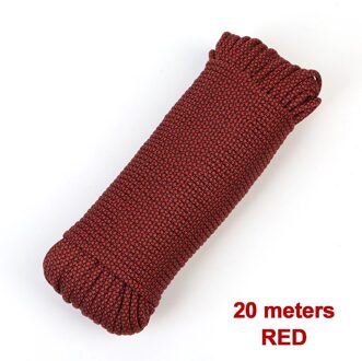 20M 9-Core 180G Paracord Parachute Cord Lanyard Tent Touw Veiligheid Guyline Voor Wandelen Camping Klimmen Mountaintraining Rood