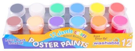 20Ml 6 Heldere Kleuren Wasbare Gouache Voor Kids School Vinger Verf Dxab 12 kleuren