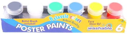 20Ml 6 Heldere Kleuren Wasbare Gouache Voor Kids School Vinger Verf Dxab 6 kleuren