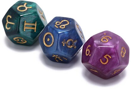 20Mm 3Pcs Astrologische Dobbelstenen Set Multi-Facet Resin Dice Voor Constellation Games Entertainment