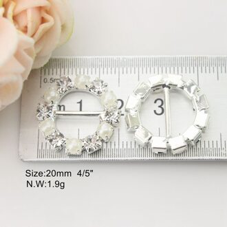 20mm 4/5 "Zilveren Ronde Parel Strass DIY accessoires decoratie gesp voor bruiloft uitnodiging voor lint slider