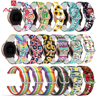 20mm Silicone Sport Strap Flower Printing Band for Samsung Galaxy Watch Active2 42mm Gear S2 S3 Amazfit GTS Huawei GT