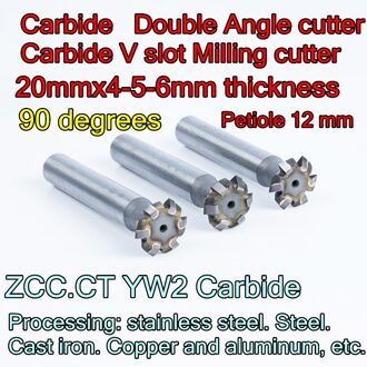 20mmx4-5-6mm dikte x 90 graden Bladsteel 12mm ZCC. CT YW2 Carbide Dubbele Hoek cutter Verwerking: roestvrij staal. Staal etc. 20x6mm