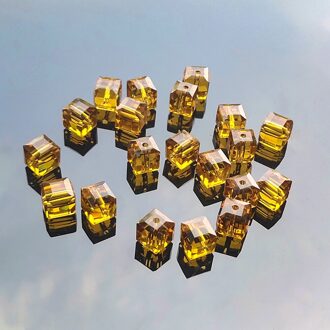 20Pc Cube Plein Crystal Facet Prism Glass Bead Sieraden Hanger Ambachten Kroonluchter Onderdelen Zon Catcher Diy Bruiloft Plafond Decor 20stk geel