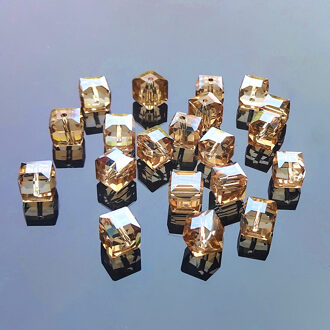 20Pc Cube Plein Crystal Facet Prism Glass Bead Sieraden Hanger Ambachten Kroonluchter Onderdelen Zon Catcher Diy Bruiloft Plafond Decor 20stk gouden