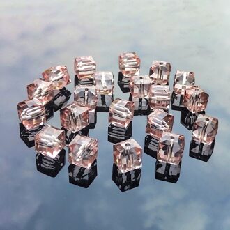 20Pc Cube Plein Crystal Facet Prism Glass Bead Sieraden Hanger Ambachten Kroonluchter Onderdelen Zon Catcher Diy Bruiloft Plafond Decor 20stk roze