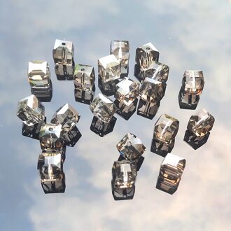 20Pc Cube Plein Crystal Facet Prism Glass Bead Sieraden Hanger Ambachten Kroonluchter Onderdelen Zon Catcher Diy Bruiloft Plafond Decor 20stk zilver