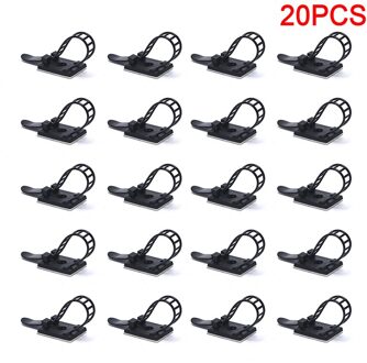 20Pc Vaste Management Mount Tie Nylon Multipurpose Draad Klem Zelfklevende Clip zwart