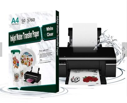 20Pcs = 10 Clear + 10 Wit Inkjet Water Slide Decal Papier A4 Size Printing Transfer Papier Waterglijbaan Decal papier Voor Plaat