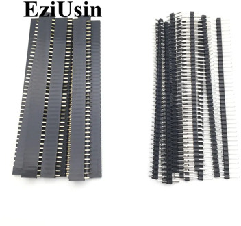 20pcs 10 pairs 40 Pin 1x40 Single Row Male and Female 2.54 Breakable Pin Header PCB JST Connector Strip for Arduino Black