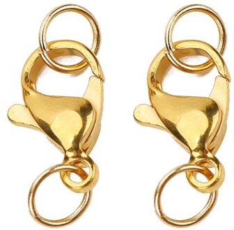 20Pcs 10Mm 12Mm Rvs Kreeft Sluitingen Haken Voor Ketting Armband Goud Kleur Connectors Fit Diy Sieraden maken Levert M / wit