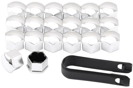 20Pcs 17Mm Auto Wiel Moer Caps Auto Hub Schroef Cover Voor Ford Focus Kuga Fiesta Mondeo Fusion Tuga ecosport Mk2 Mk3 Mk4 Mk7 Zilver
