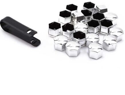 20Pcs 17Mm Wiel Moer Bout Hoofd Cover Cap Head Cover Cap Wiel Moer Bout Hoofd Cover Cap Band wiel Schroef Bouten Auto Onderdelen zilver