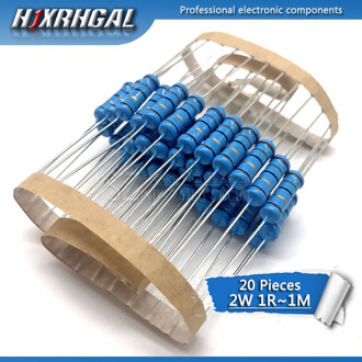 20pcs 2W Metal film resistor 1% 1R ~ 1M 2.2R 4.7R 10R 22R 47R 100R 220R 470R 1K 10K 100K 4.7 10 22 47 100 220 470 ohm hjxrhgal