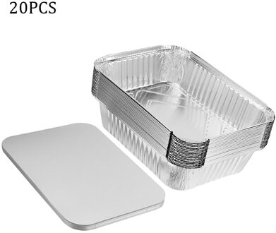 20Pcs 450ml Disposable Aluminum Foil Lunch Box with Lid Tin Disposable Takeaway Packed Lunch Box Container 14.7*12*5cm
