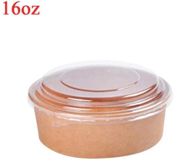 20Pcs 50Pcs Wegwerp Kraft Papier Kom Met Papier Deksel Fruit Slakom Deksels Voedsel Verpakking Containers Feestartikelen (16Oz 26Oz 16oz / 20 stks