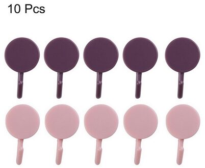 20Pcs 6X6Cm Transparante Sterke Zelfklevende Deur Muur Hangers Haken Zuig Zware Belasting Rack Cup Sucker voor Keuken Badkamer 10stk rood en roze
