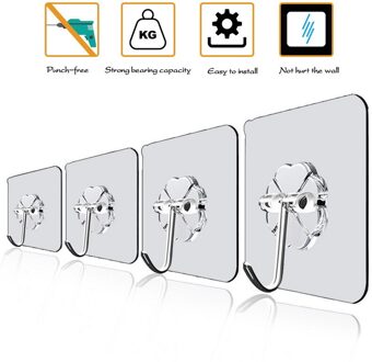 20Pcs 6X6Cm Transparante Sterke Zelfklevende Deur Muur Hangers Haken Zuig Zware Belasting Rack Cup Sucker voor Keuken Badkamer 10stk transparant