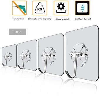 20Pcs 6X6Cm Transparante Sterke Zelfklevende Deur Muur Hangers Haken Zuig Zware Belasting Rack Cup Sucker voor Keuken Badkamer 1stk transparant