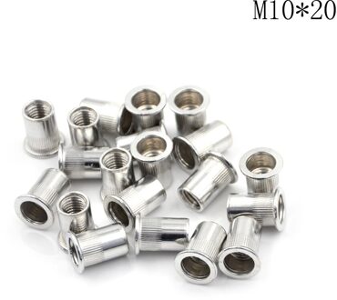 20Pcs Aluminium Rivnut Platte Kop Schroefdraad Klinknagel Insert Cap Klinknagel Moer M4 M5 M6 M8 M10 M10x20