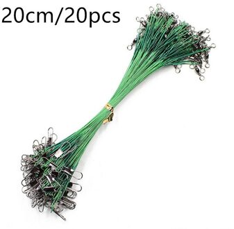 20Pcs Anti Bite Staal Vislijn Staaldraad Leider Met Swivel Vissen Accessoire Lood Core Leash Vissen Draad 15cm 20Cm 30Cm groen-20cm 20stk