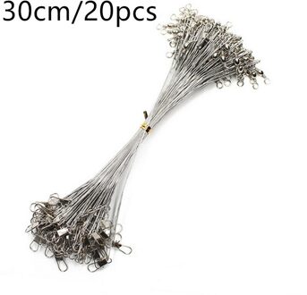 20Pcs Anti Bite Staal Vislijn Staaldraad Leider Met Swivel Vissen Accessoire Lood Core Leash Vissen Draad 15cm 20Cm 30Cm zilver-30cm 20stk
