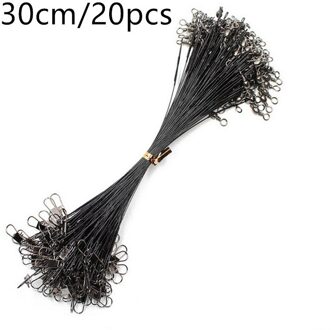 20Pcs Anti Bite Staal Vislijn Staaldraad Leider Met Swivel Vissen Accessoire Lood Core Leash Vissen Draad 15cm 20Cm 30Cm zwart-30cm 20stk