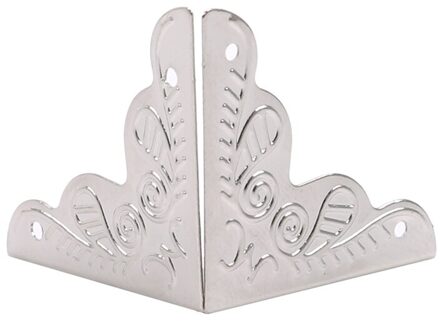 20Pcs Antieke Mode Hoek Protector Box Iron Case Decoratieve Voeten Been Hoek Beugel Meubels Hardware wit nikkel kleur