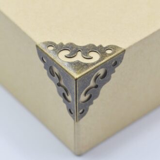 20Pcs Antieke Sieraden Doos Hoek Houten Case Hoek Protector Brons Tone Bloem Patroon Gesneden Metalen Home Decor Ambachten 20mm x20mm x28mm