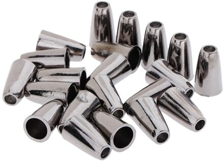20Pcs Bell Metal Cord Touw Sloten Sluiting Uiteinden Stopper Voor Lanyard Rugzak zwart