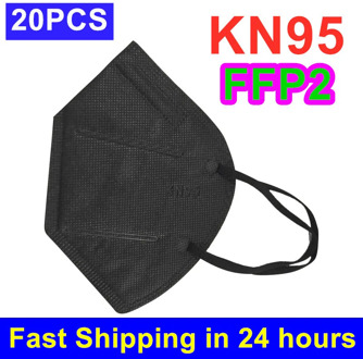 20PCS Black Face Mask FFP2 Mouth Caps Filter KN95 Mask Anti Pollution Mouth Cover Dustproof ffp2 kn95 Facial Masks Mascarillas