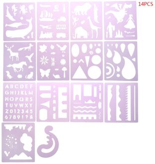 20Pcs Bullet Journal Stencil Set Plastic Planner Diy Tekening Sjabloon Dagboek Decor Craft Paars