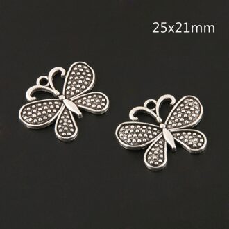 20Pcs Charms Hartvormige Vlinder Animal Zilver Kleur Hanger Voor Diy Handgemaakte Bevindingen Sieraden Maken Accessoires A3479 25x21mm