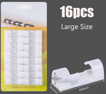 20Pcs Finisher Draad Klem Zelf Stick Draad Organisator Kabel Clip Klem Tafel Muur Fixer Fastener Houder Data Lijn Winder L 16stk wit