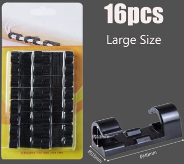 20Pcs Finisher Draad Klem Zelf Stick Draad Organisator Kabel Clip Klem Tafel Muur Fixer Fastener Houder Data Lijn Winder L 16stk zwart