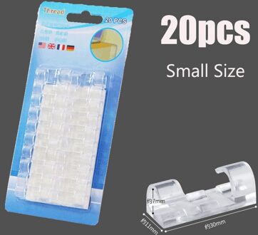 20Pcs Finisher Draad Klem Zelf Stick Draad Organisator Kabel Clip Klem Tafel Muur Fixer Fastener Houder Data Lijn Winder S 20stk transparant