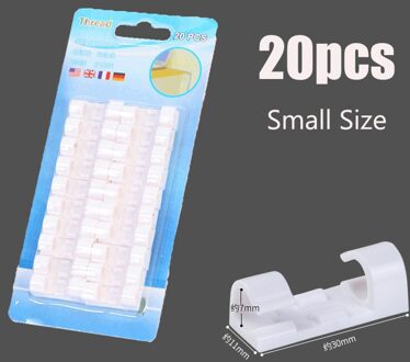 20Pcs Finisher Draad Klem Zelf Stick Draad Organisator Kabel Clip Klem Tafel Muur Fixer Fastener Houder Data Lijn Winder S 20stk wit