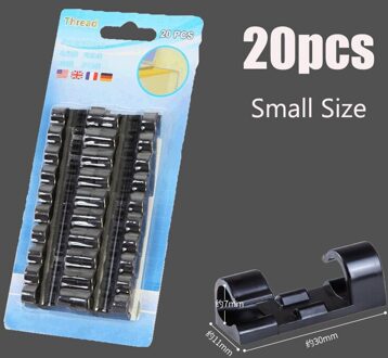 20Pcs Finisher Draad Klem Zelf Stick Draad Organisator Kabel Clip Klem Tafel Muur Fixer Fastener Houder Data Lijn Winder S 20stk zwart