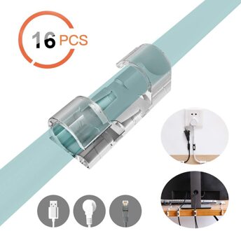 20Pcs Finisher Draad Klem Zelfklevende Draad Organisator Kabelhaspel Clip Gesp Ties Fixer Lijn Fastener Holder Cord management L transparant 16stk