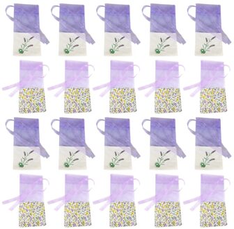 20Pcs Gaas Lavendel Tassen Geur Pouch Lege Zakjes Tas Voor Garderobe Auto (Oude Donker Paars En Oude Licht paars, 10 Van Elk) zoals getoond 4