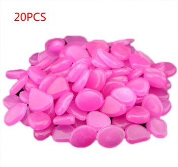 20Pcs Glow In Dark Pebbles Stenen Huis Tuin Decoratie Outdoor Loopbrug Tuin Yard Decor Lichtgevende Stenen Aquarium Rocks, tuin roos rood