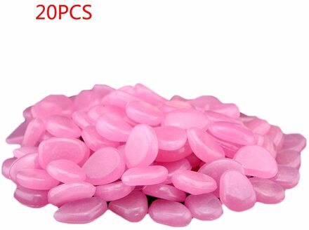 20Pcs Glow In Dark Pebbles Stenen Huis Tuin Decoratie Outdoor Loopbrug Tuin Yard Decor Lichtgevende Stenen Aquarium Rocks, tuin roze