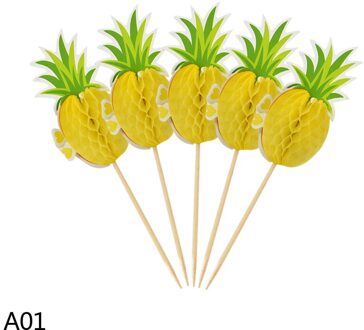 20Pcs Hawaii 3D Flamingo Ananas Cake Topper Baby Douche Hawaiian Beach Party Bruiloft Verjaardag Taart Decoratie A01